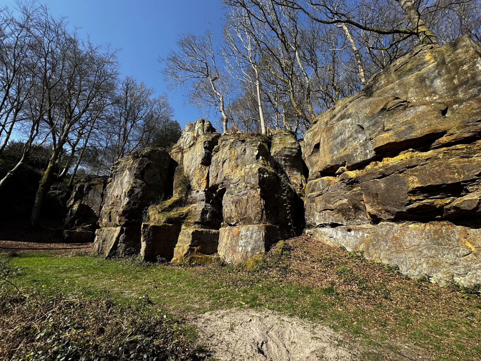 Bulls Hollow historic disused sandstone quarry and rock faces on Rusthall Common