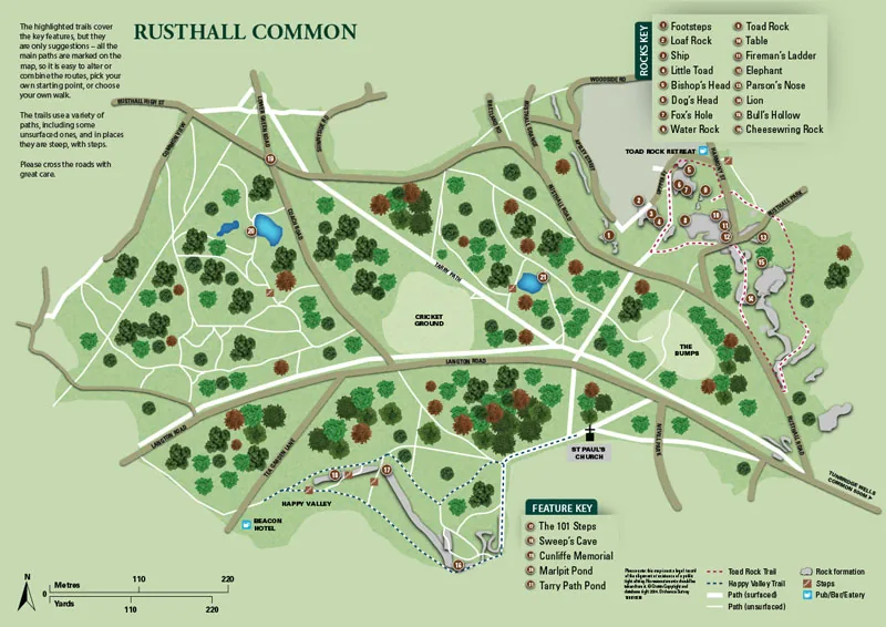 Illustrated map of Rusthall Common