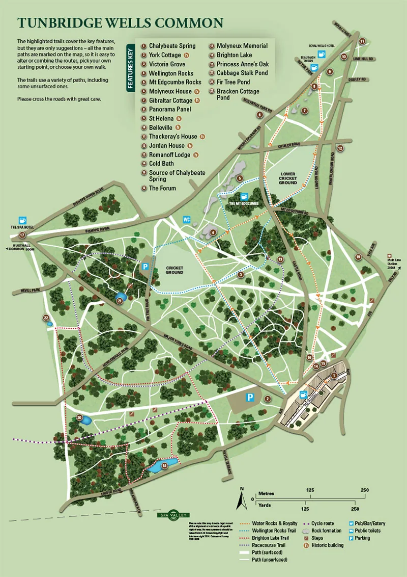 Illustrated map of Tunbridge Wells Common
